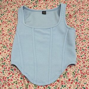 SHEIN Light Blue Textured Crop Top